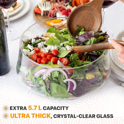 Glass Salad Bowl with Lid Set